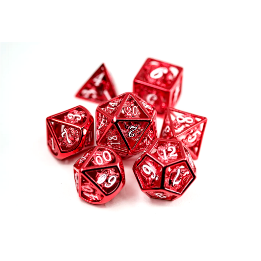 Crimson Metal Hollow Dragon Dice