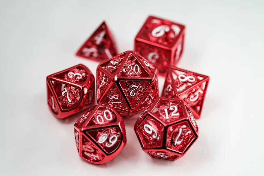 Crimson Metal Hollow Dragon Dice