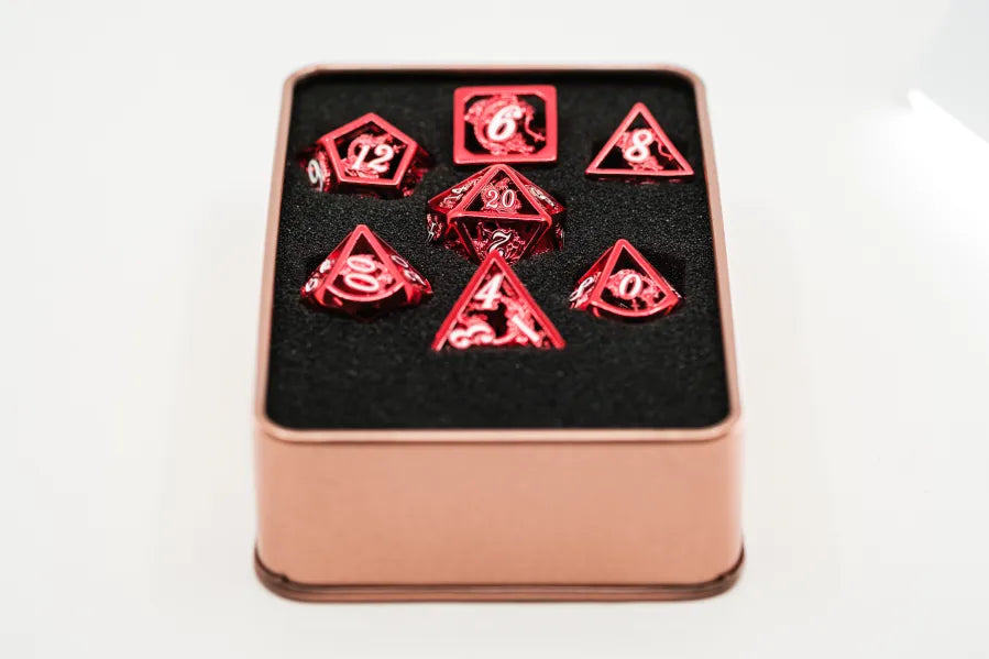 Crimson Metal Hollow Dragon Dice